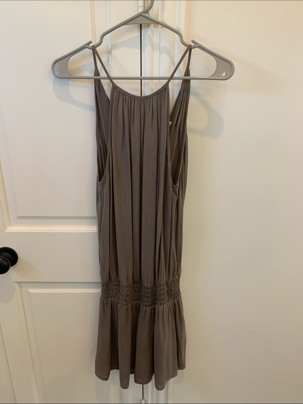 Lavender Brown Taupe Spaghetti-Strap Mini Dress